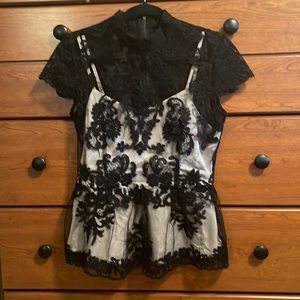 Lace short sleeve fit and flare top